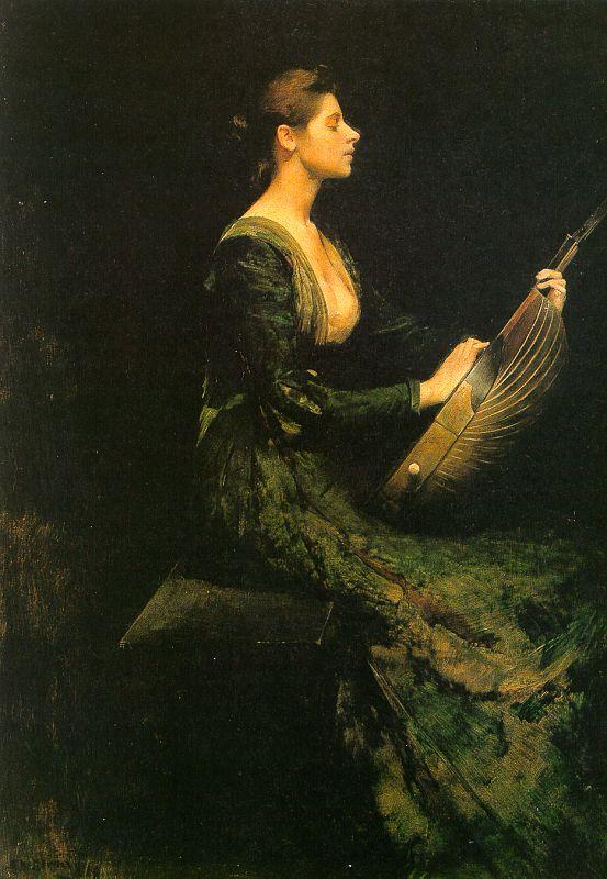 Thomas Wilmer Dewing Lady with a Lute France oil painting art